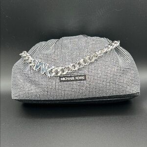 Michael Kors NOLA Sparkling Silver Chain Clutch